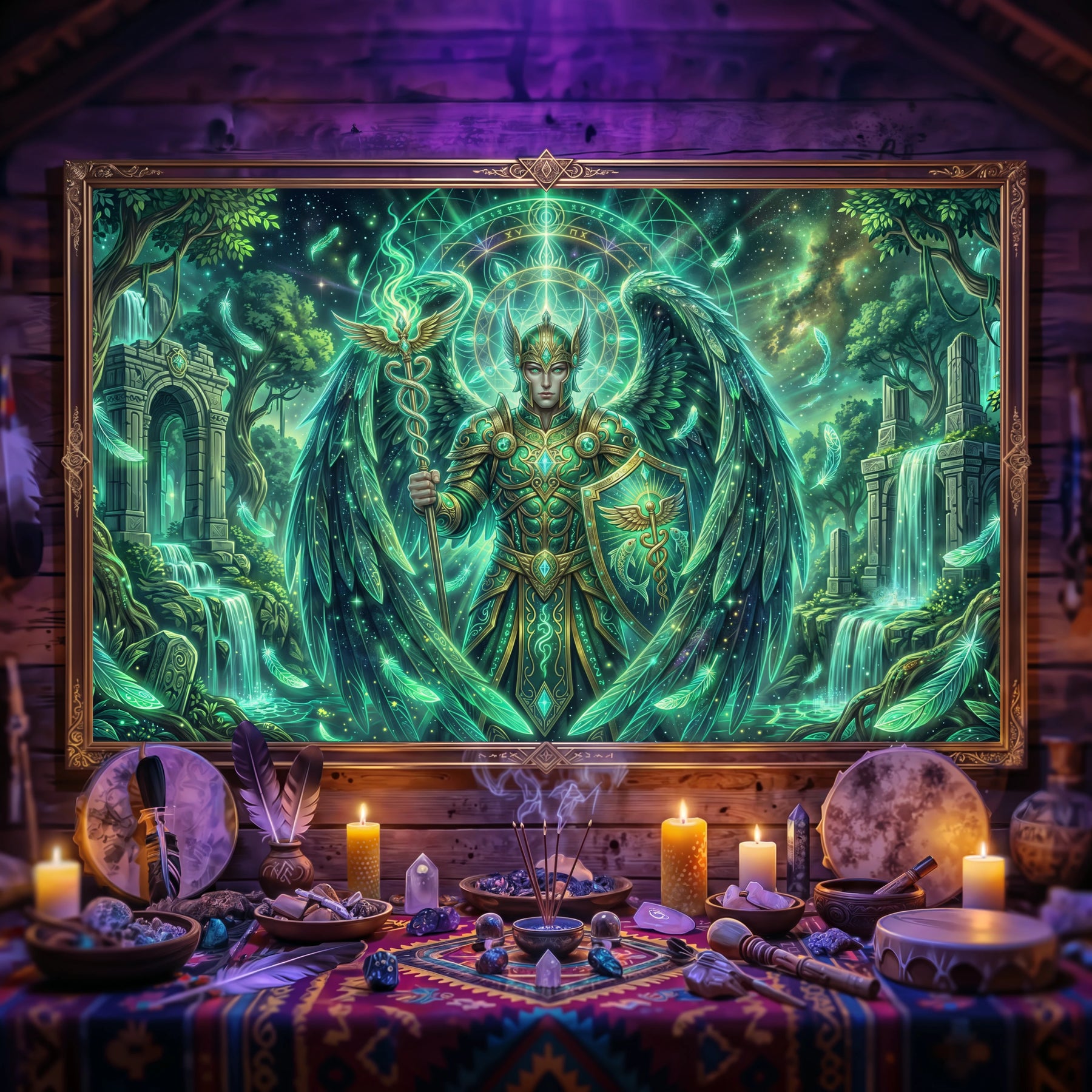 Pano Mágico NEON Arcanjo Rafael