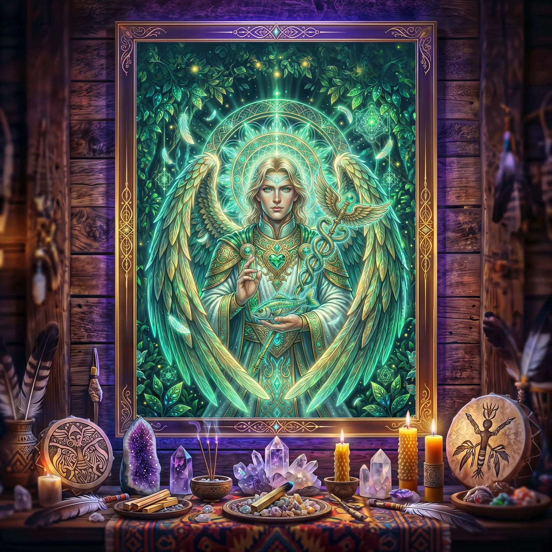 Pano Mágico NEON Arcanjo Rafael
