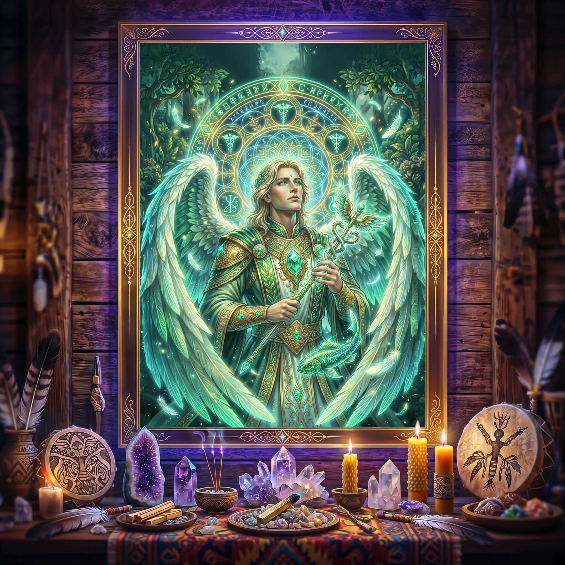 Pano Mágico NEON Arcanjo Rafael