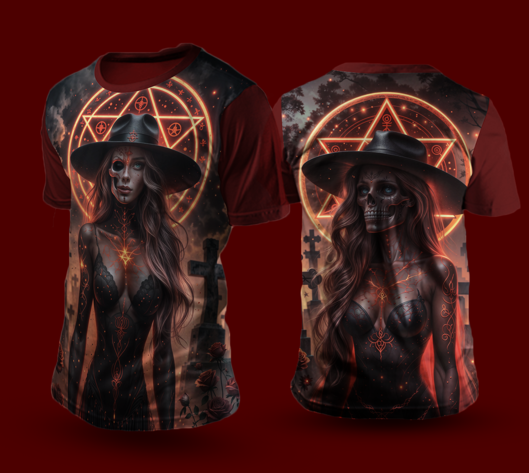 Camiseta NEON Rosa Caveira