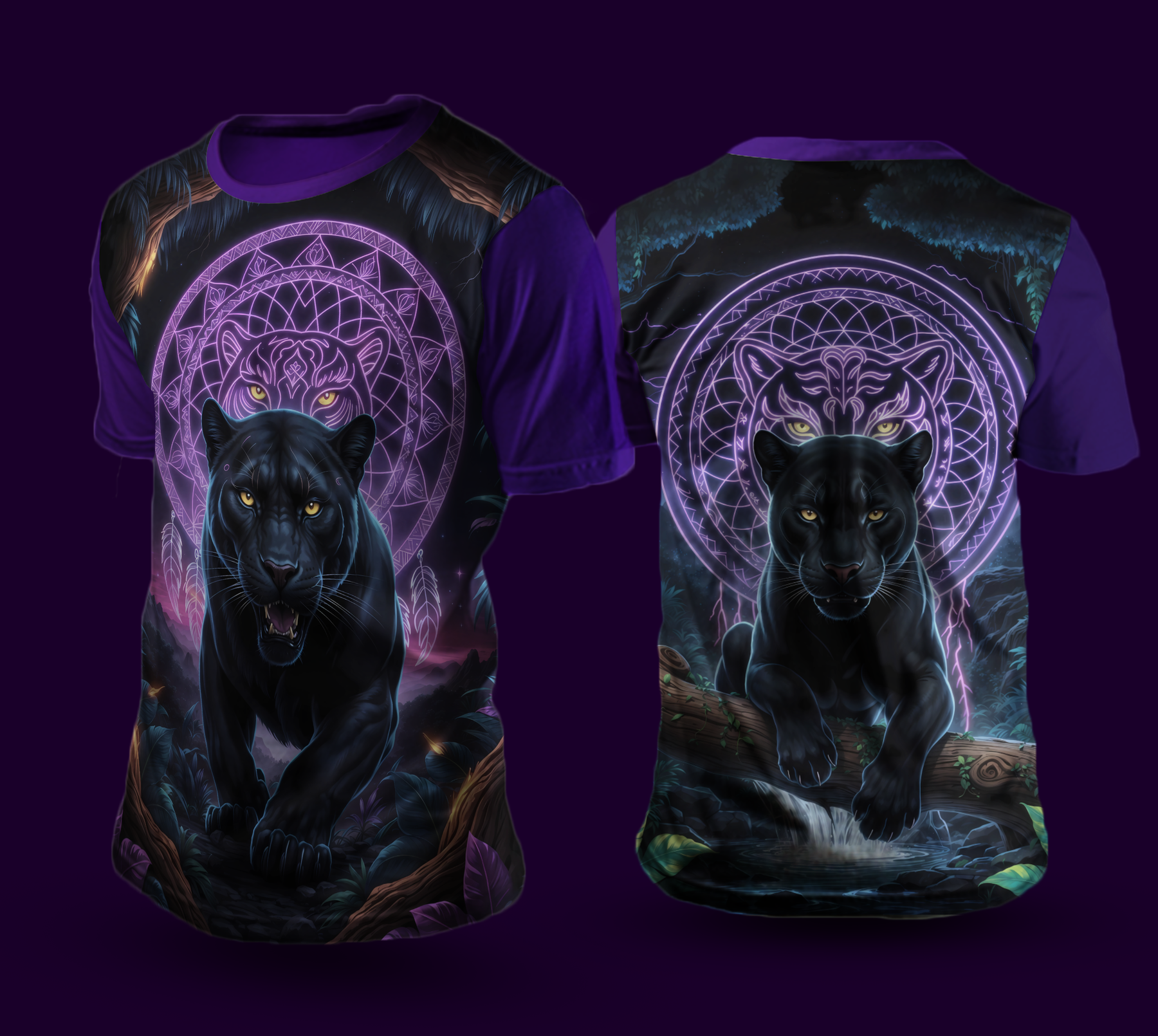 Camiseta NEON Pantera Negra — Manga comprida