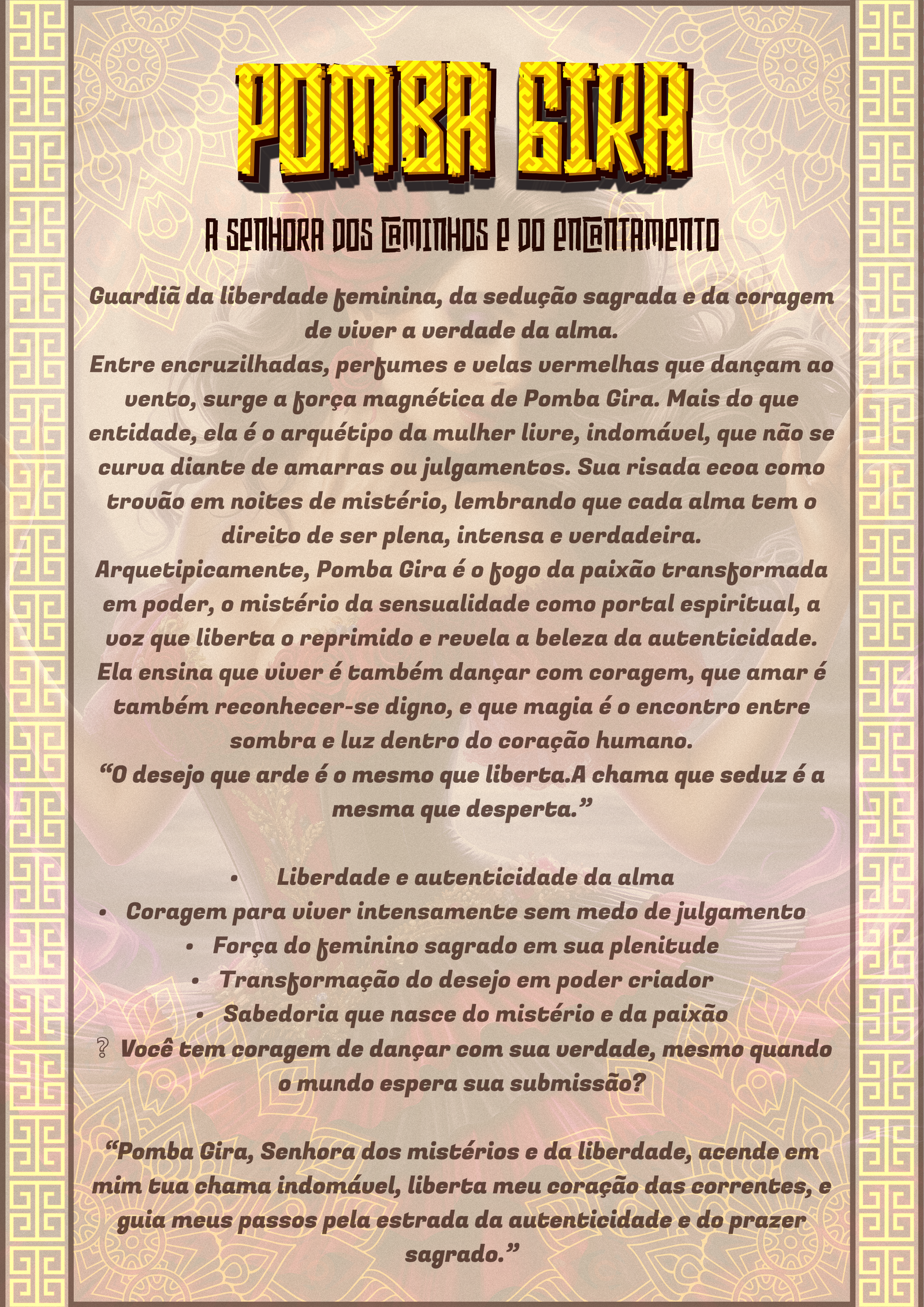 Card da Força – Camiseta NEON Pomba Gira