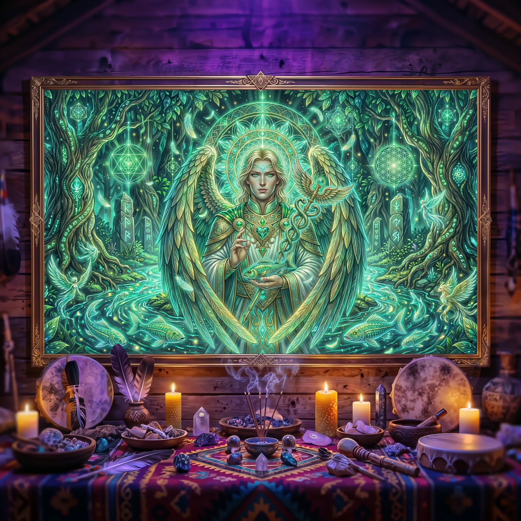 Pano Mágico NEON Arcanjo Rafael