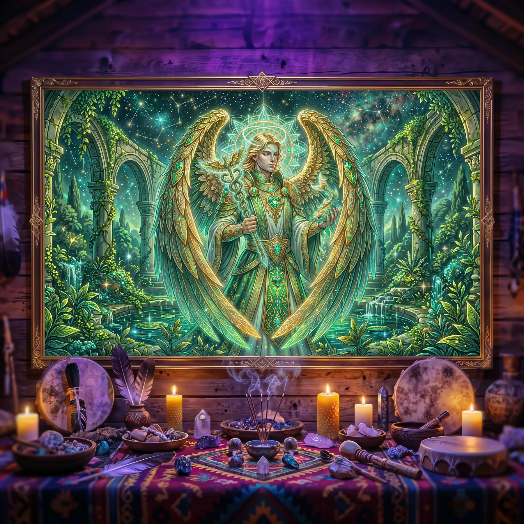 Pano Mágico NEON Arcanjo Rafael
