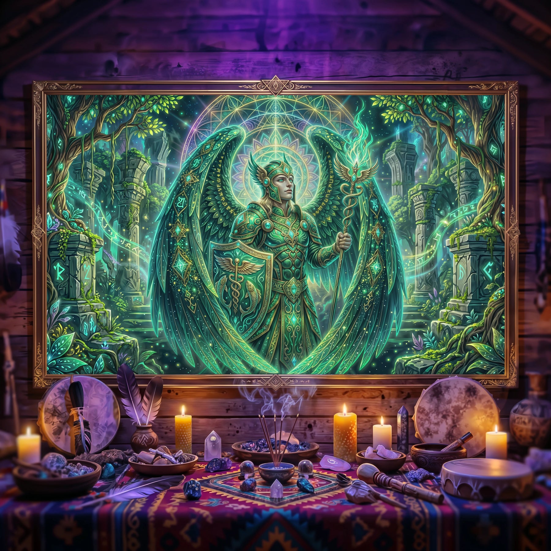 Pano Mágico NEON Arcanjo Rafael