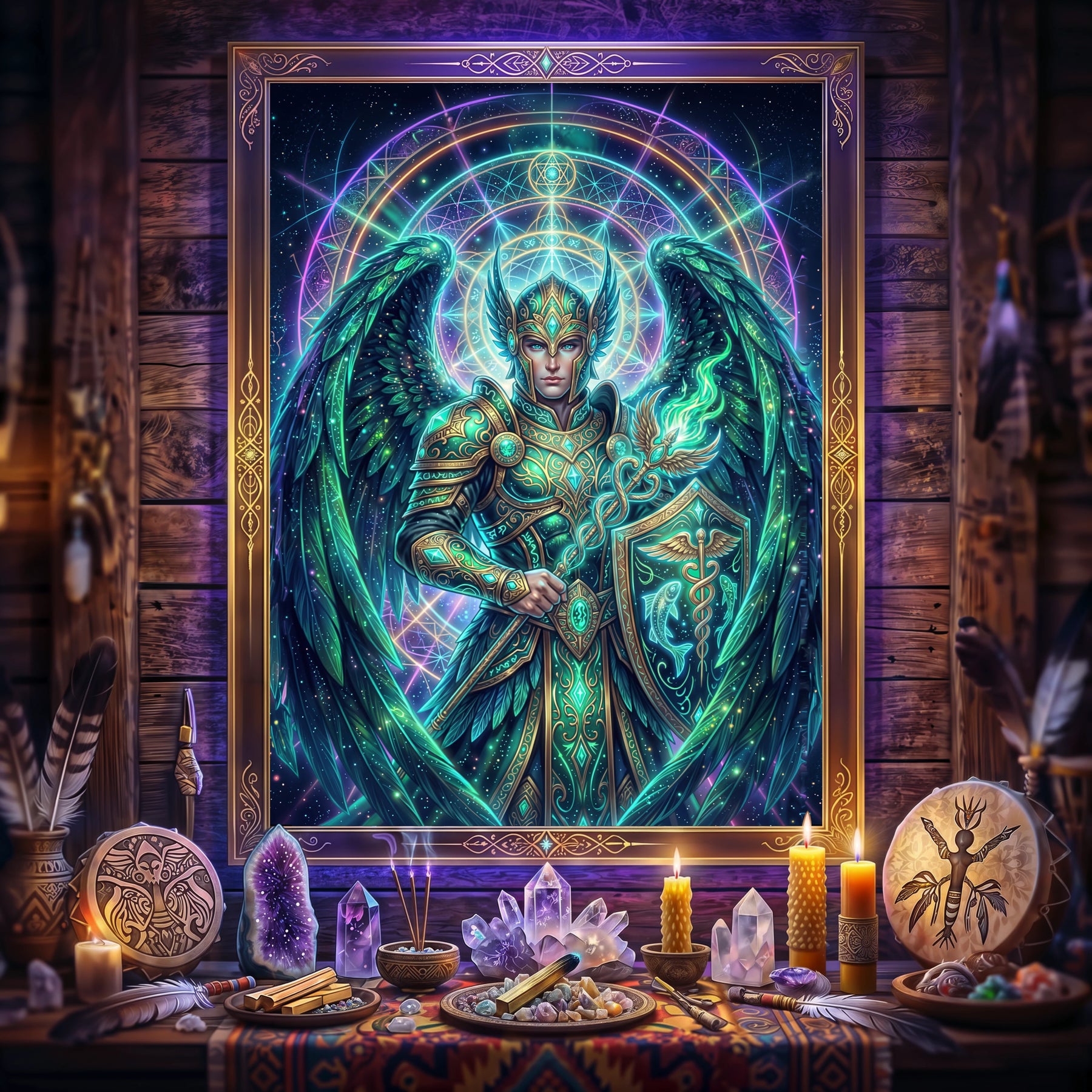 Pano Mágico NEON Arcanjo Rafael